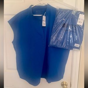 NWT Figs Royal Blue Scrub Set Rafaela Top XL and High Waisted Zamora Joggers XLP